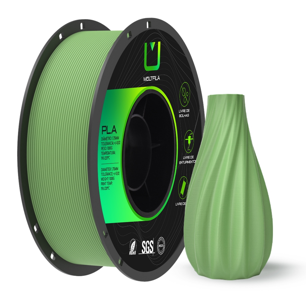 Filamento PLA Matte Verde Impressão 3D 1kg Multfila 1.75mm | Shopee Brasil