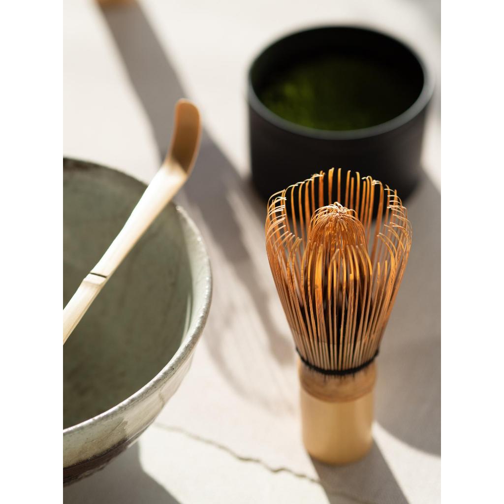 Kit Matcha Completo Japonês 3 peças Chasen + Colher + Suporte kit