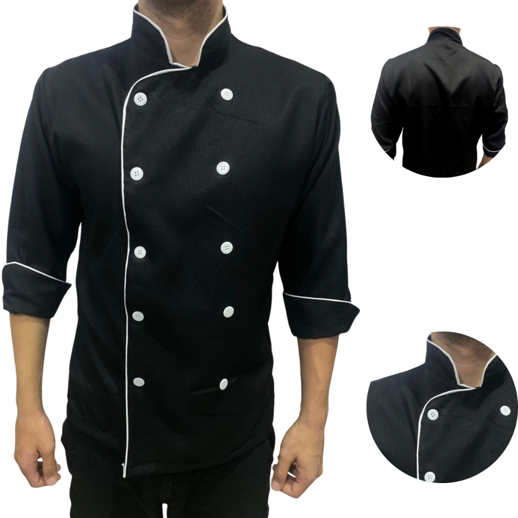 Dolma Chef de Cozinha Oxford UNISSEX manga longa 7/8 preto c
