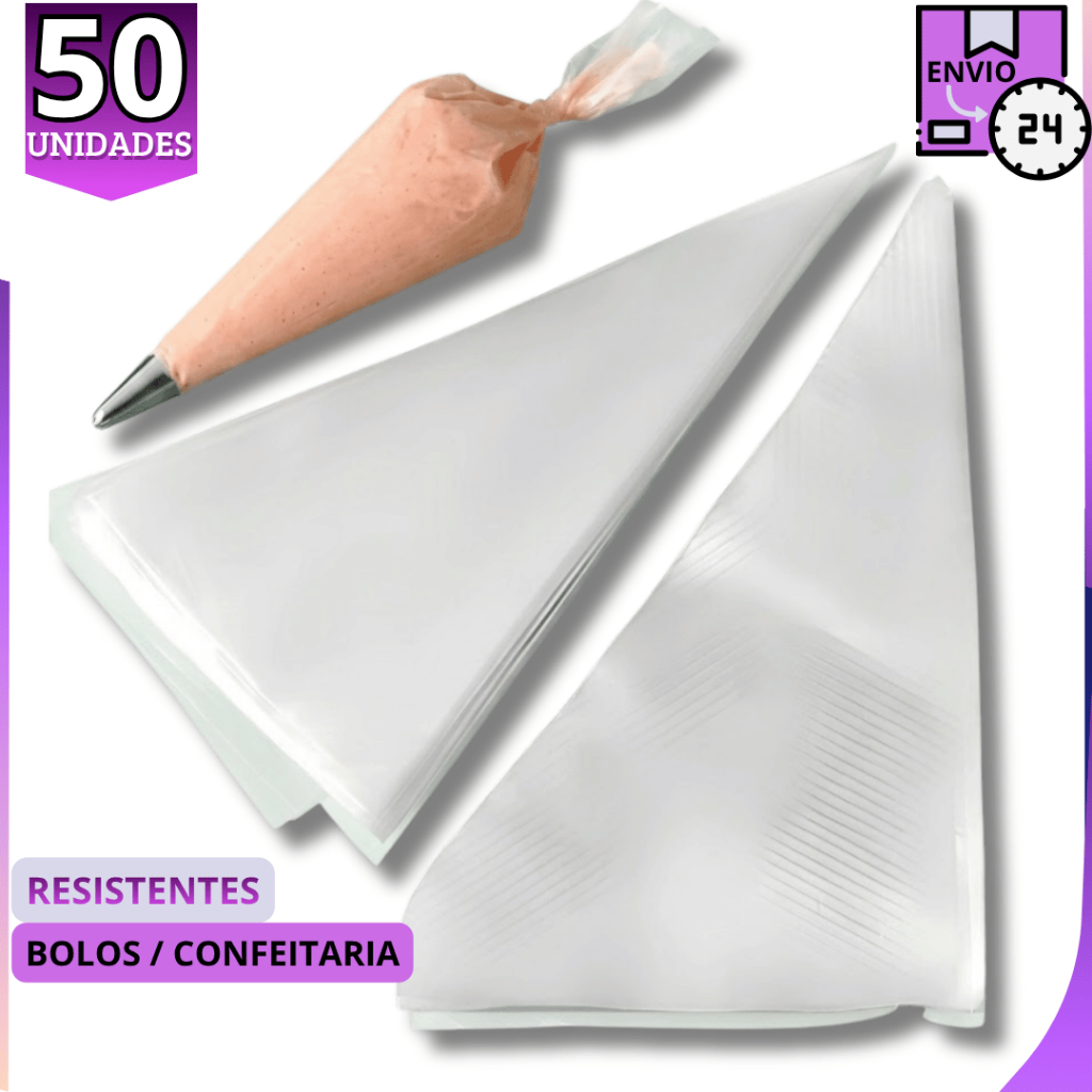 Kit 50 Sacos De Confeitar Grande Profissional Reforçado Bolo