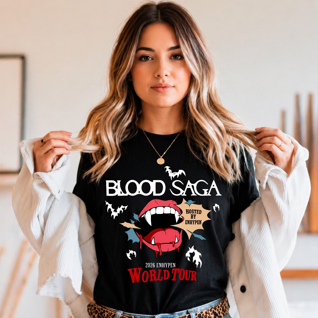 Camiseta Preta Enhypen Blood Saga world tour | Shopee Brasil