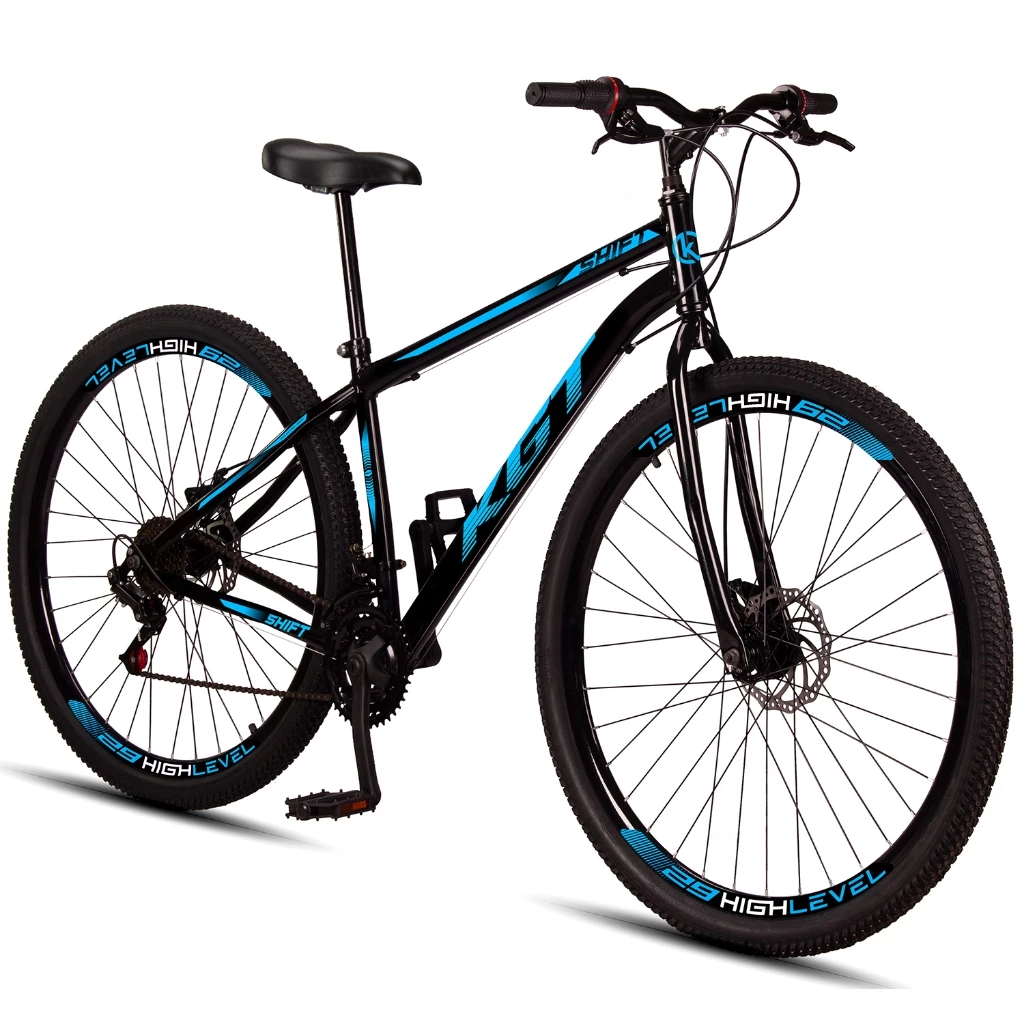 Bicicleta Aro 29 KGT Shift com quadro em aço carbono, freios a disco e 21 marchas
