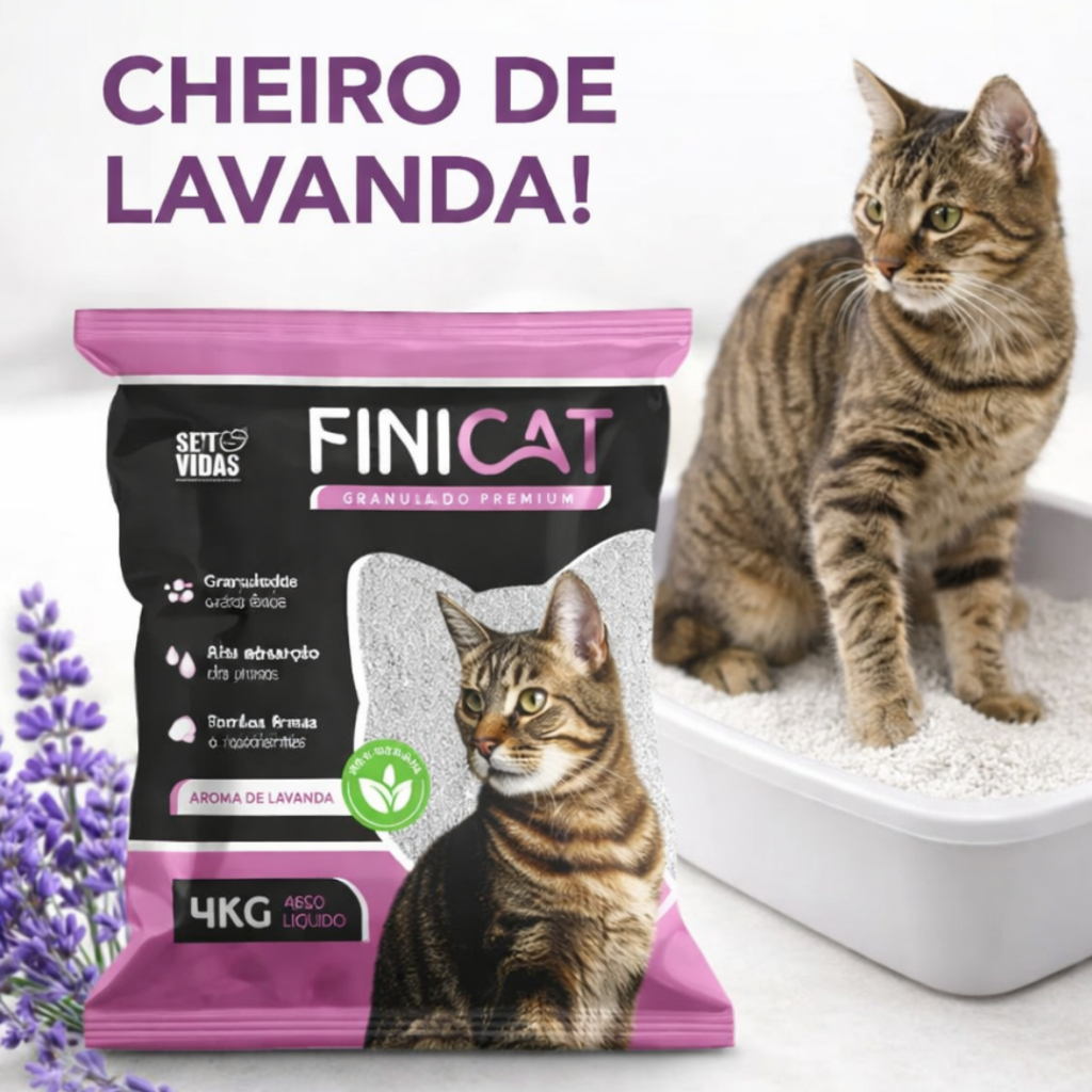 Areia Sanitária Higiênica Para Gatos Anti Odor Fini Cat Lavanda Pacotes ...