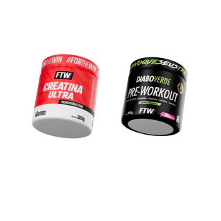Creatina Ultra Pote 300g + Pré Treino Diabo Verde Pre-Workout 150g - FTW
