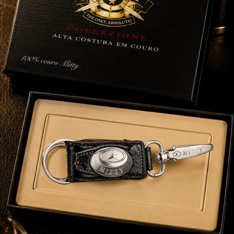 Chaveiro Masculino Mitty Em Couro 100% Legitimo Acompanha Caixa