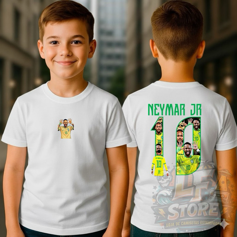 Camiseta Infantil Neymar 10 Copa Do mundo 100% Algodão | Shopee Brasil
