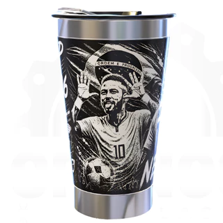 Copo Térmico Neymar Jr 2026 Personalizado Caneca Futebol com Tampa Presente para Torcedor Copa do Mundo Brasil