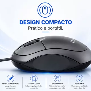 Mouse Gamer Multilaser USB - Design Ergonômico, Sensor Óptico, Scroll Macio