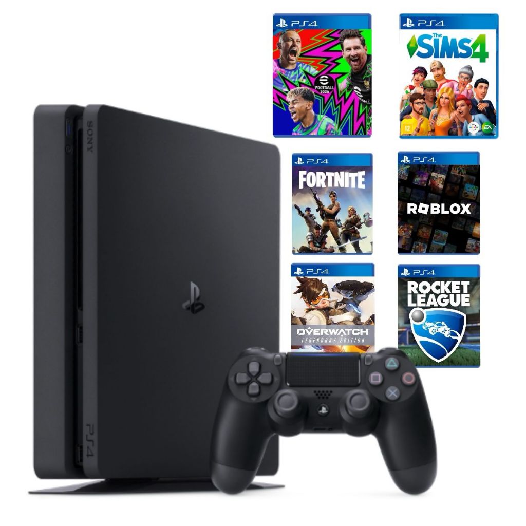 Console Playstation 4 Ps4 Slim 500gb Cor Preto 2 Controles 06
