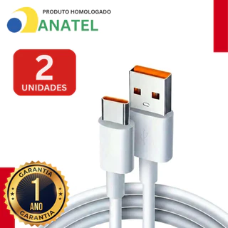 Kit 2 Cabos Usb Tipo C Carregador Super Rápido 1 Metro Resistente Blindado