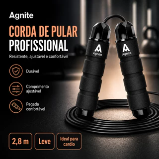 Corda de Pular Crossfit Profissional Agnite com Rolamento Aço Cabo Regulável