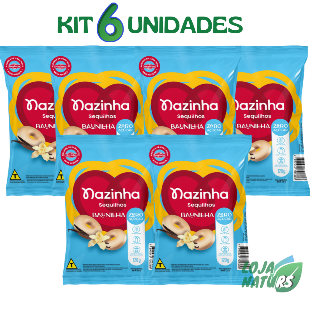 KIT 6 Sequilhos Mais Sem Açúcar Sem Glúten Sem Lactose 120g