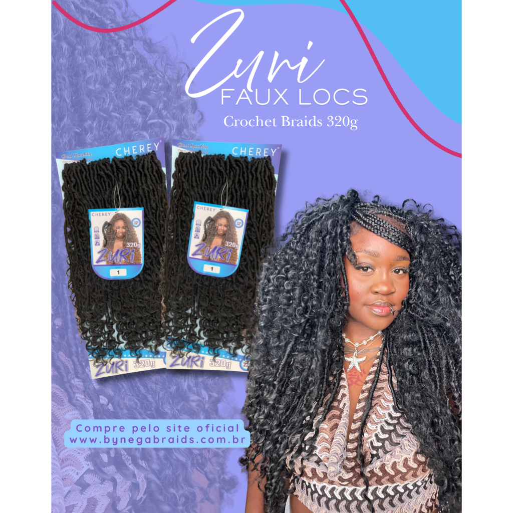 Cabelo Orgânico Foux Locs C/ Cachos Zuri p/ Crochet Braid 300g