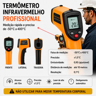 Termômetro Infravermelho Digital Laser Medidor De Temperatura -50 A 550°C Culinário Industrial