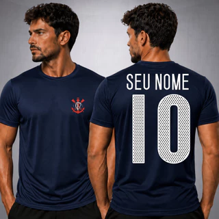 Camiseta Personalizada Nome e Número Escolha Seu Time Dry Fit Masculina Coringão Futebol Torcedor Pelada Academia