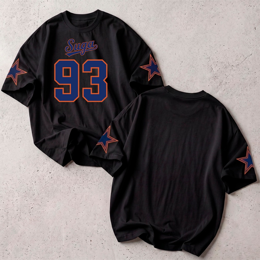 Camiseta Suga 93 BTS em Algodão Oversized Unissex com Estampa