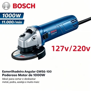 Esmerilhadeira Angular Bosch Ecosen 1000W 115mm 11000rpm multifuncional para corte e lixamento alta performance com gara