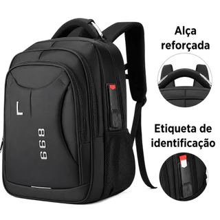 Mochila Masculina Grande Antifurto USB Notebook Alça Peitoral Etiqueta Identificação Executiva Trabalho