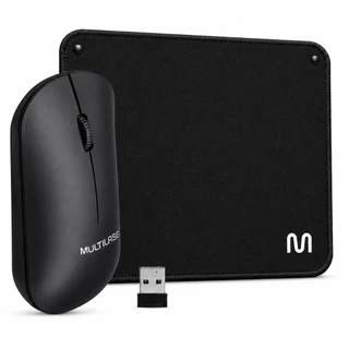 Kit Mouse Sem Fio Multilaser 1200 DPI + Mouse Pad Antiderrapante para PC Notebook