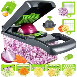 Fatiador Profissional Multifuncional De Aço Inoxidável 16 Em 1 Para Vegetais/Frutas/Legumes