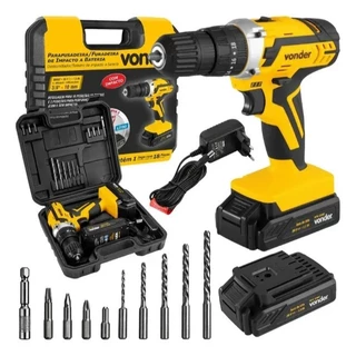 Parafusadeira Furadeira De Impacto 2 Baterias 20v Fonte Carregamento Bivolt PFV 238I Vonder