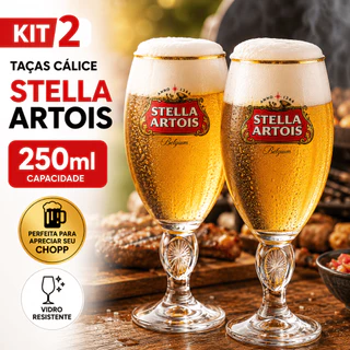 2 Taças Cerveja Stella Artois Luxo Premium Original 250ml Calice Chopp Cerveja Bar Casa Restaurante