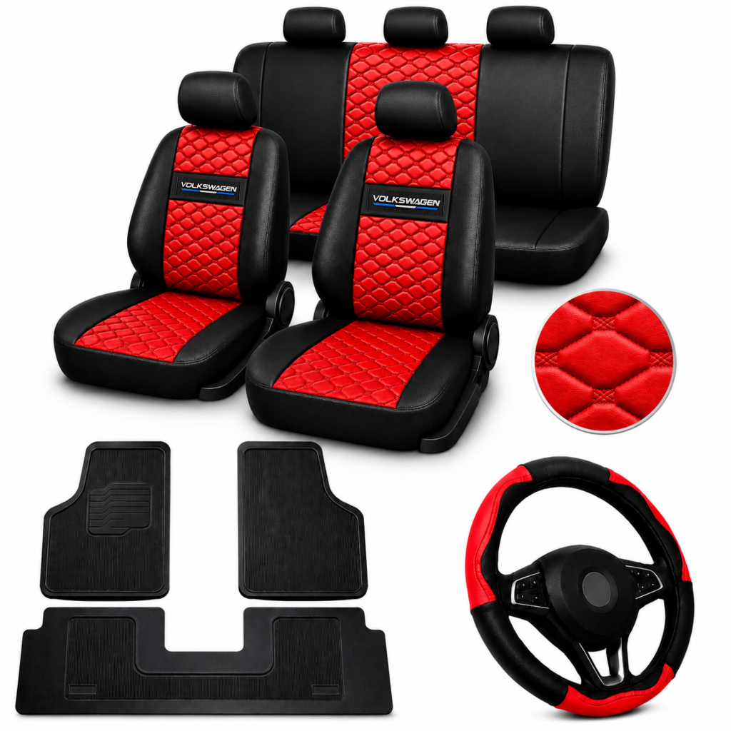 Jogo Capa Banco Couro Do Gol Voyage Fox G1 G2 G3 G4 G5 G6 G7 tapete de carro + capa de volante