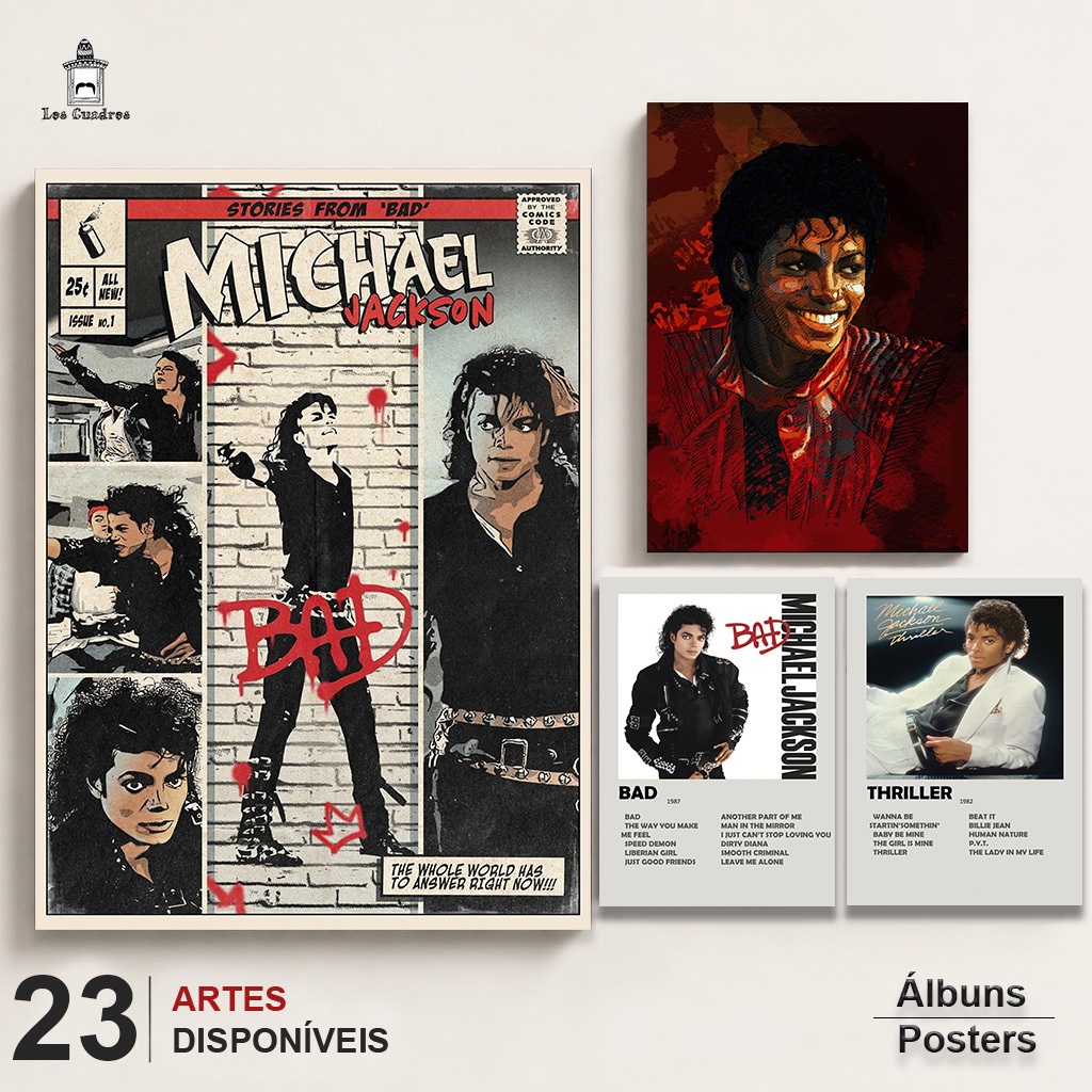 Quadro Placa Decorativa Michael Jackson Bad Poster em MDF 20x28cm