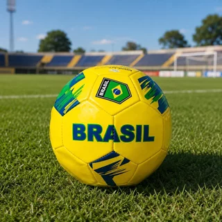 Bola de Futebol Nº 5 Brasil Amarela Costurada Oficial Tamanho 5 para Campo Treino Lazer Adulto Infantil