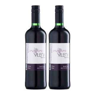 Kit 2 Vinho Tinto Bordô Suave Vilena Serra Gaúcha 750ml