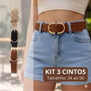 KIT 3 CINTOS FEMININOS CASUAL ATEMPORAL ELEGANTES MODERNO ( 3 CM DE LARGURA ) COURO ECOLÓGICO