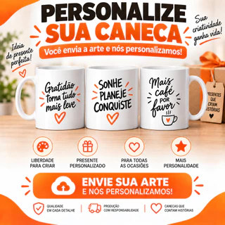 Caneca Xícara Branca Personalizada Personalizada Com A Sua Logo Foto Ou Ideia - OFERTA RELÂMPAGO!