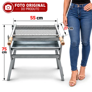 Churrasqueira Grande Portátil Inox Galvanizada Dobrável Pequena Camping Pesca