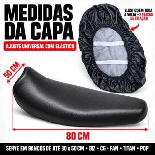 Capa Térmica Banco de Moto Universal Couro Sintético PU Impermeável Elástico Biz Pop CG Fan Titan YBR Factor