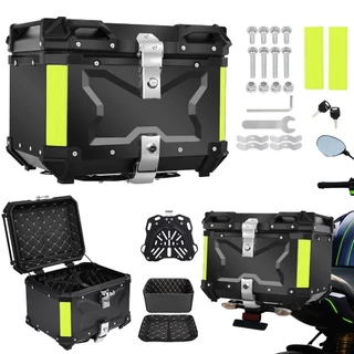 Baú para Moto de Alumínio, 45L Bauleto Impermeável Trava Dupla Antirroubo, Baú Universal Grande Capacidade, Preto
