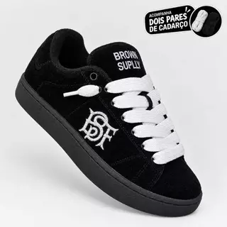Tênis Skate Brown Suplly Low Premium Robusto Solado Antiderrapante +2 Pares de Cadarços Inclusos