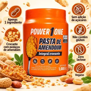 Pasta De Amendoim Crocante Integral 1,005kg Power1One