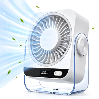 Ventilador Portátil de Mesa e Parede Recarregável 3600mAh 5 Velocidades Tela LED-Onistek