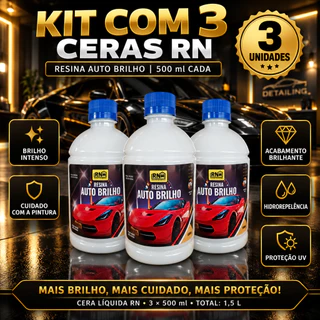 Kit 3 Cera Liquida Proteção Pintura Automotiva Efeito Lava Rapido 500ml