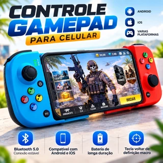 Controle Gamepad Bluetooth 5.0 para Celular Android iOS PC Switch Recarregável Joystick Ergonômico com Bateria de Longa