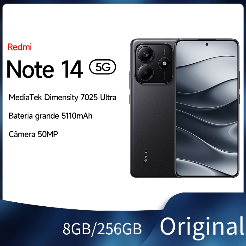 Redmi Note 14 5G, 256GB/8GB RAM, Câmera 50MP, Mediatek Dimensity 7025 Ultra, Bateria 5110mAh