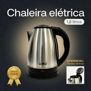 Chaleira Elétrica Inox 1,8 Litros 220V Jarra para Café Chá Aquecimento Rápido