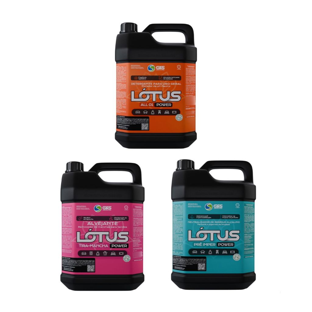 Kit Power Trio Lótus G&s All 01+ Pré Imper+ Tira Manchas 5l