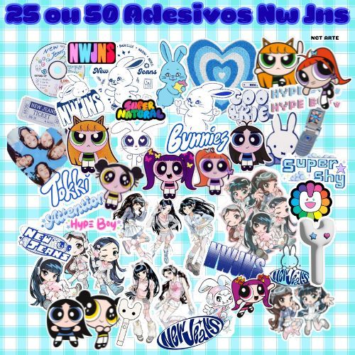 にゅじ Kit com 25 ou 50 Adesivos NewJeans NWJNS (Todas as Membros