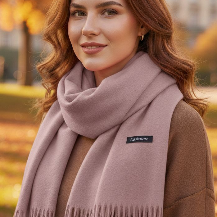 Cachecol Pashmina Lisa de poliester de 230g com franjas Presentes