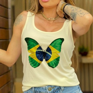 blusa tshirt, Regata, brasil copa do mundo hexa, borboleta bandeira, blusinha estilosa plus size em Oferta na Shopee