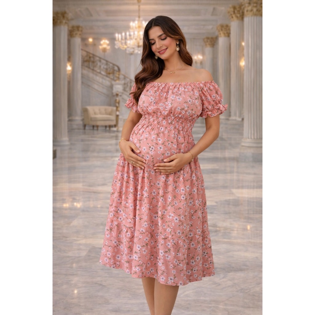 maternity dress shopee Buy DIGITAL Women's Rayon Floral Regular Shirt (DS-124-PINK- MATERNITY-M_Pink at Vestido Canelado Vestido Gestante Ombro