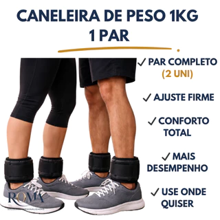 Par Caneleira de Peso 1kg Profissional Tornozeleira Academia Treino de Perna Fitness