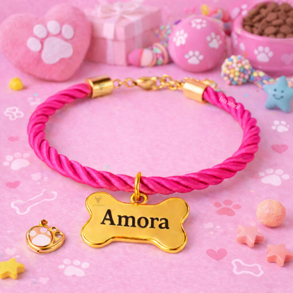 Coleira com Osso Dourado Personalizado com Nome Cachorro ou Gato B4 | Shopee Brasil