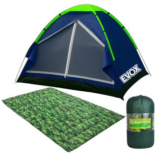 Kit Barraca Camping 4 Pessoas A Prova D'Água + 1 Colchonete Casal